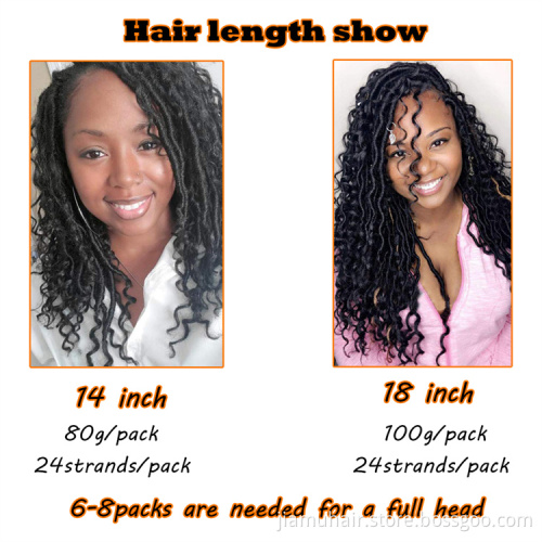Synthetic Crochet Braids Hair Passion Twist River Goddess Locs Hair Extension Ombre Brown Faux Locs With Curly Hair